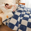 Axyaa Checkerboard Winter Blanket – Super Thick & Warm Soft Fluffy Cashmere Comforter