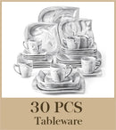 Axyaa White Porcelain Dinner Set for 6/12 - 30/60 Pcs Tableware Service