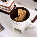 Axyaa Fondue Mug & Melting Pot with Fork for Cheese, Chocolate, Butter, Tapas