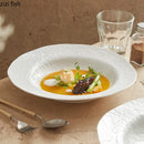 Axyaa Solid Color Hammer Pattern Deep Plate Salad Soup Pasta Plates
