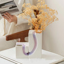 Axyaa Purple Geometry Ceramic Vase for Abstract Floral Arrangements