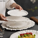 Axyaa Ceramic Fish Plate with Irregular Flower Edge - Molecular Tableware