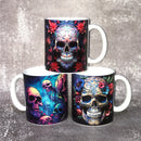 Axyaa Flower Skull Halloween Ceramic Coffee Mug 11oz Man Beer Cup Birthday Gift