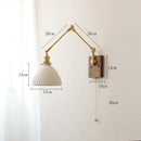 Axyaa Ceramic Wall Lamp Pull Chain Switch Up Down Bedroom Living Room Lighting LED