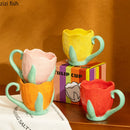 Axya Tulip Ceramic Mug: Hand-painted Flower Coffee Cup, Breakfast Milk Tea Glass