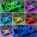 Axyaa Happy Birthday LED Neon Sign on Transparent Acrylic Base
