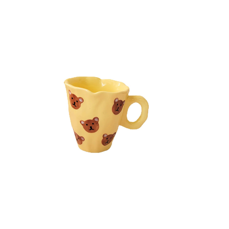 Axya Irregular Wavy Tulip Coffee Mug with Clouds Handle for Children's Breakfast