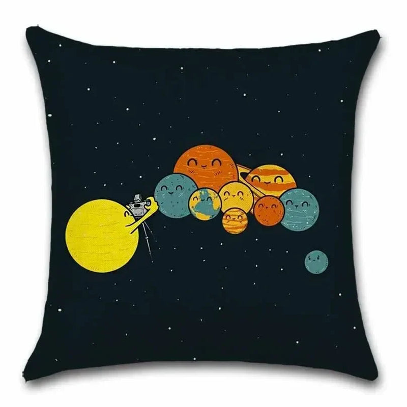 Axyaa Solar System Planets Linen Cushion Cover 45x45cm Bedroom Living Room Sofa Decor