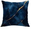Axyaa Dark Blue & Gold Marbled Pattern Pillow Covers for Sofa, Bedroom, Car