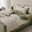 Axyaa 2024 Solid Color Milk Fleece 4-Piece Set with Wide Edge Craft & Flannel Quilt Cover