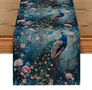 Axyaa Peacock Plant Table Runner: Elegant Dining and Wedding Decor