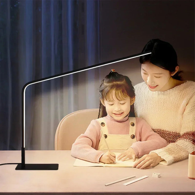 Axyaa 60CM LED Reading Table Lamp - Black L-Shaped Floor Lamp with USB Switch, Infinitely Dimmable
