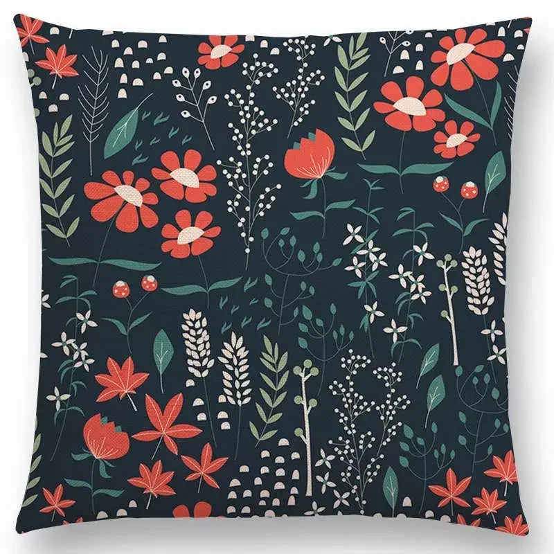 Axyaa Botanical Floral & Butterfly Cushion Cover - Home Decor Sofa Pillow Case