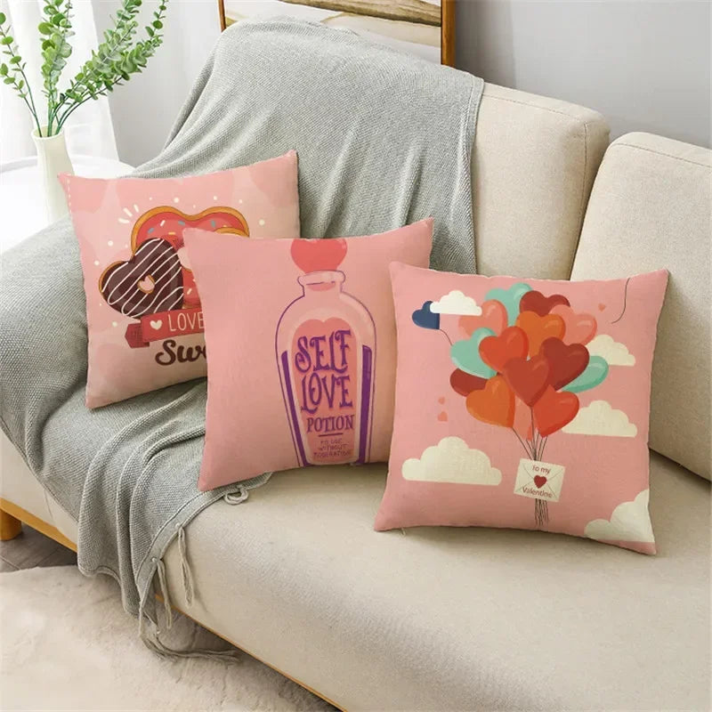 Axyaa Pink Heart Pattern Cushion Cover - 40cm/45cm & 50cm Sizes