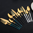 Axyaa 16-Piece Gold Stainless Steel Cutlery Dinnerware Set - Western Tableware Knife Fork Spoon