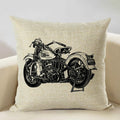 Axyaa Motorcycle Pattern Cushion Cover 45x45cm - Black and White Design