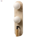 Axyaa Rotating LED Wall Sconce White Glass Yellow Travertine Wood Stair Light