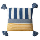 Axyaa Blue Pink Tassles Knit Pillow Cover 45x45cm Stripe Soft Living Bedroom