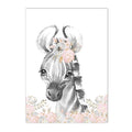 Axyaa Pink Flower Animals Baby Name Canvas for Girls Bedroom