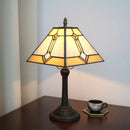 Axyaa Stained Glass Table Lamp 8" Cream Color Desk Light Home Office Bedroom