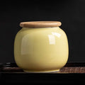 Axyaa Ceramic Tea Jar with Bamboo Lid for Home Storage and Decoration