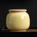 Axyaa Ceramic Tea Jar with Bamboo Lid for Home Storage and Decoration