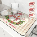 Axyaa Christmas Kitchen Draining Mat: Super Absorbent & Quick Dry Dish Drying Mat