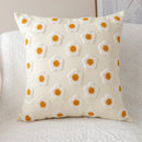 Axyaa Daisy Floral Cushion Cover - White Embroidered Pillow Cover (45x45cm/30x50cm)
