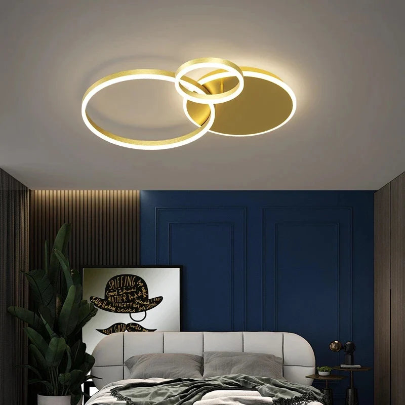 Axyaa Aluminum Circle LED Chandelier Ceiling Lights for Bedroom Living Room