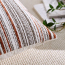 Axyaa Striped Chenille Pillow Cover in Black Grey Rust Red, Cozy Winter 18x18" - 24x24"