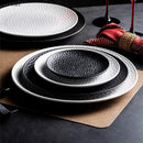 Axyaa Matte Ceramic Steak Pasta Dessert Salad Plate Hammer Pattern Shallow Restaurant Tableware