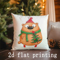 Axyaa Christmas Animal & Winter Scene Cushion Cover for Sofa, Bedroom, Car
