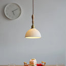 Axyaa Ceramic Pendant Light Wood White LED Lamp for Living Room & Cafe