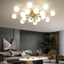 Axyaa Nordic Copper Glass Ball Chandelier for Modern Luxury Living Room