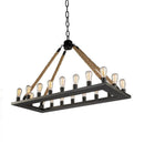 Axyaa Hemp Rope Chandelier: American Country Style Antique Black Wrought Iron Lighting