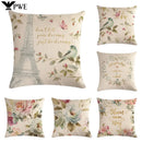 Axyaa Spring Paris Bird Flower Pillowcase Set for 45x45 Cm Pillows
