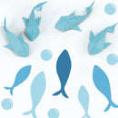Axyaa Blue Fish Wall Stickers Set for Kids Room Decor