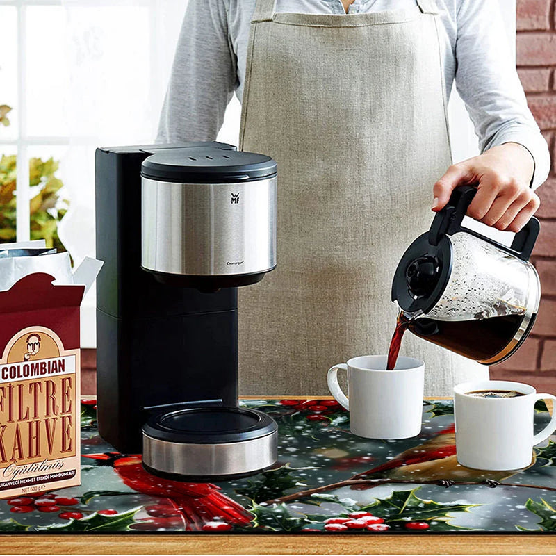 Axyaa Christmas Berry Kitchen Mat - Absorbent & Antiskid Draining Pad