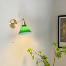 Axyaa Green Glass LED Wall Lamp Pull Chain Switch Vintage Wall Sconce