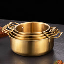 Axyaa Stainless Steel Ramen Pot with Golden Cover - Double Ears Cookware