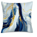 Axyaa Blue & Gold Abstract Marbling Pillow Covers for Sofa, Bedroom, Car