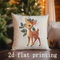 Axyaa Deer & Tree Print Pillow Cover for Sofa, Bedroom, Car - Christmas Decor