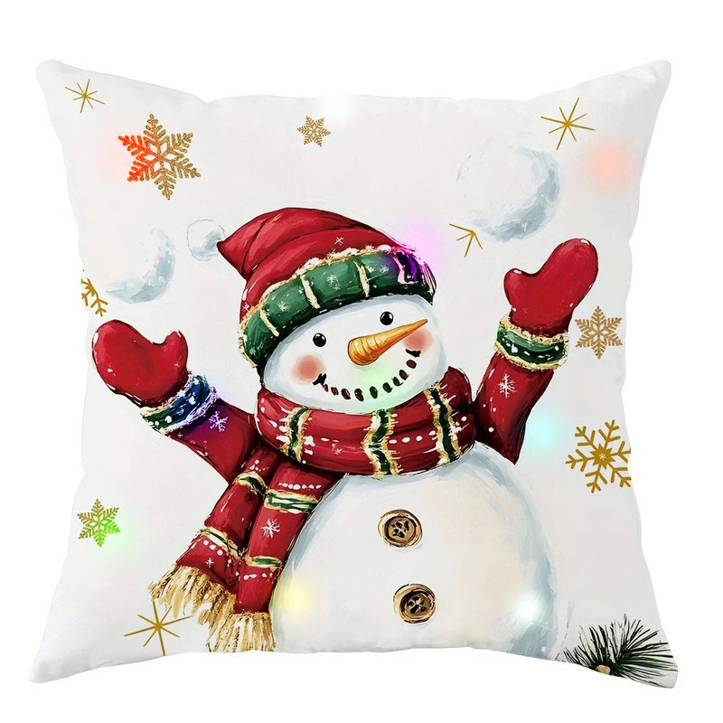 Axyaa Christmas LED Pillowcase, Santa Snowman Tree Design for Home Party Décor