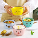 Axyaa Cartoon Ceramic Rice Bowl for Children, Cute Girl Design, Creative Tableware