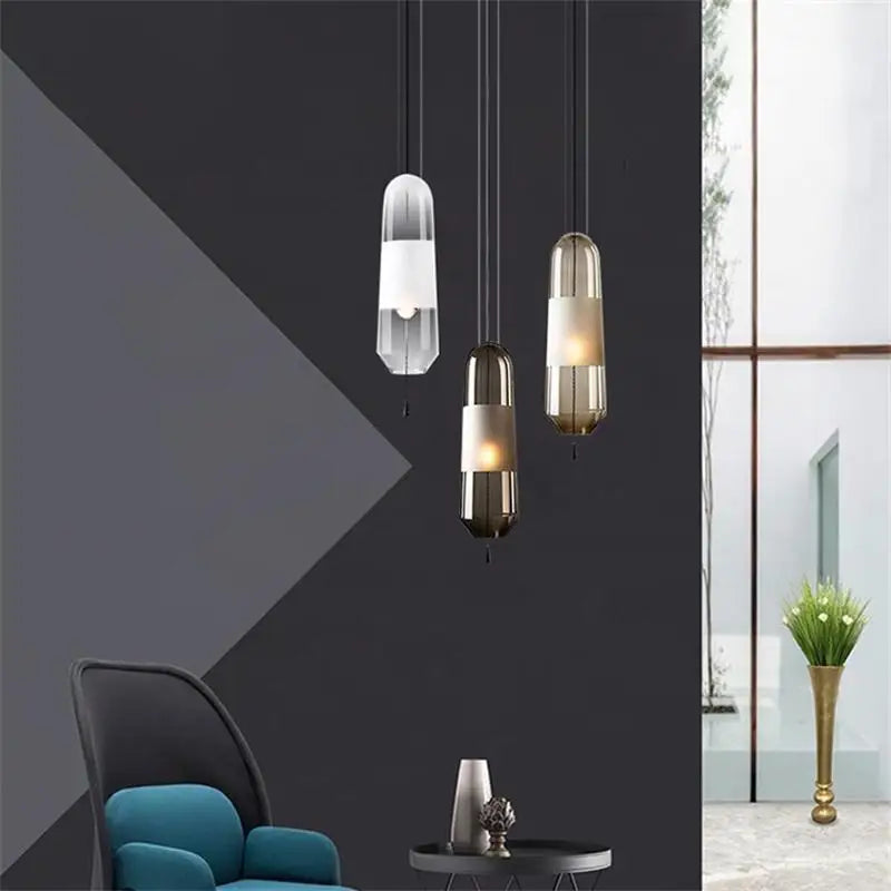 Axyaa Glass LED Pendant Lights: Modern Nordic Kitchen Dining Hanging Lamps