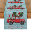 Axyaa Christmas Pickup Truck Pygmy Fir Snowflake Table Runner