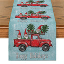 Axyaa Christmas Pickup Truck Pygmy Fir Snowflake Table Runner