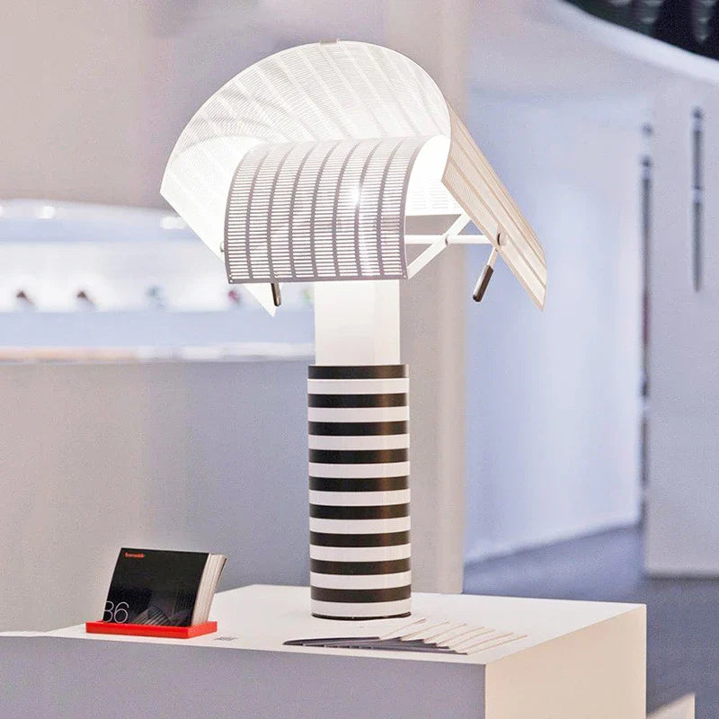 Axyaa Modern Stripe Grid Table Lamp Black White LED Art Light