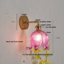 Axyaa Vintage Blue Glass LED Wall Lamp with Pull Chain Switch