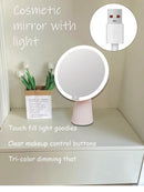 Axyaa LED Lighted Rechargeable 10x Magnifying Makeup Mirror, Foldable Double Sided Travel Beauty Mirror